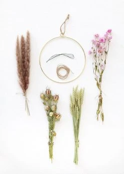 Afloral Dried Flowers Petite Pink Dried Floral Bundles DIY Hoop Kit