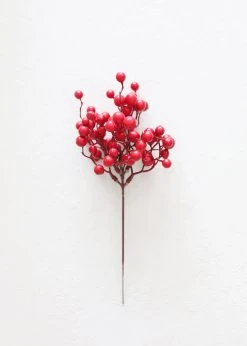 Afloral Christmas Red Artificial Berries Pick - 9" Artificial Plants