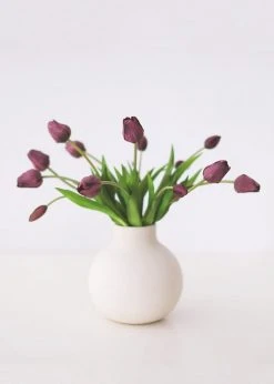 Afloral Artificial Flowers Bundle Of 7 Purple Artificial Tulip Flower - 18.5"