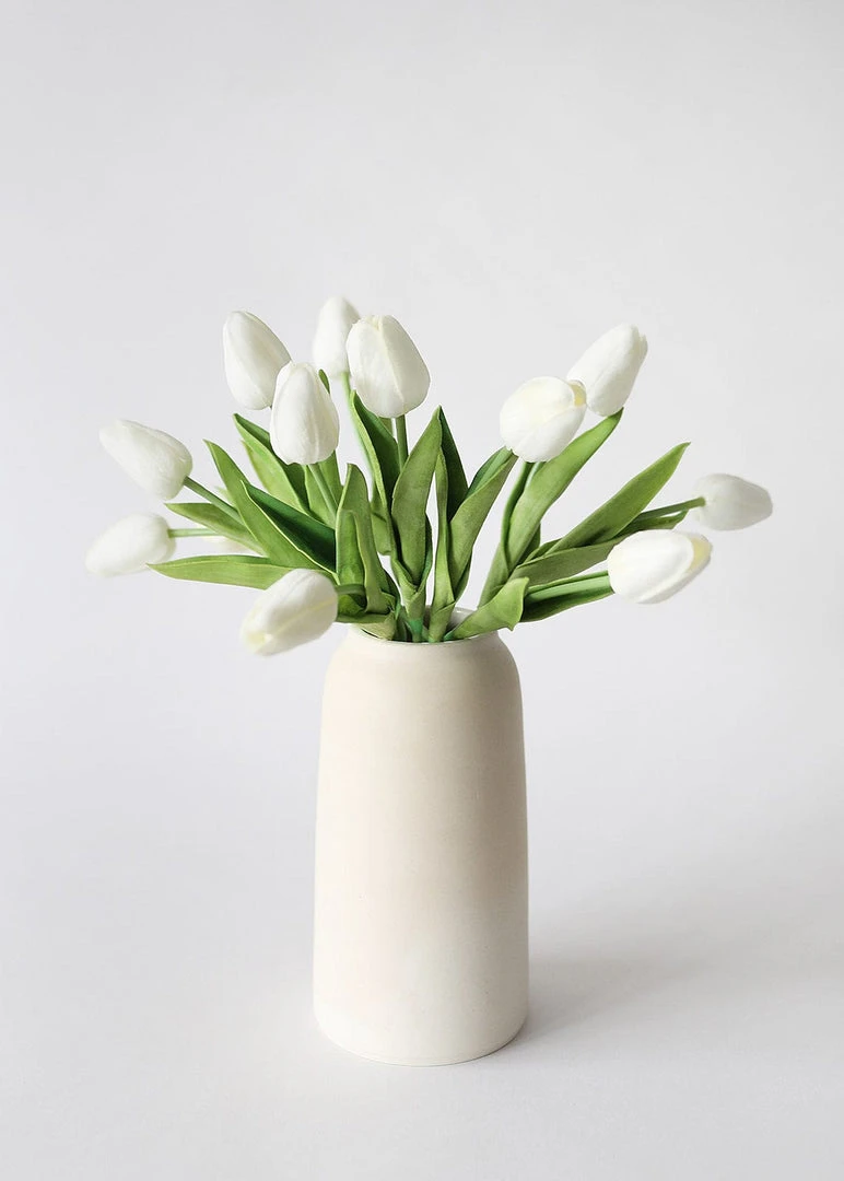Afloral.com Artificial Flowers Real Touch Tulip Flower Bundle Of 12 - 14.5"