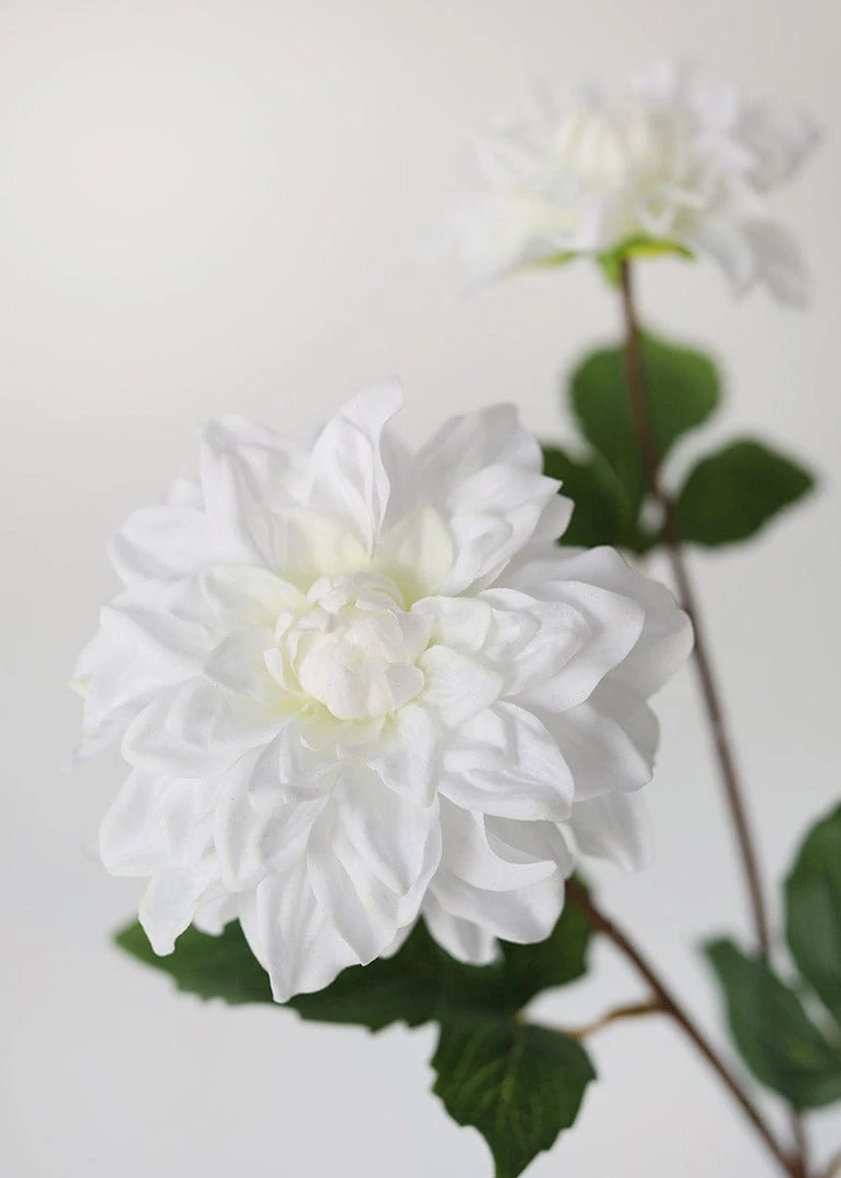 Afloral White Real Touch Dahlia Fake Flowers - 23.5" Artificial Flowers