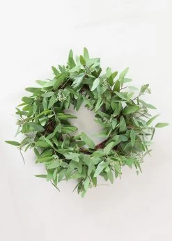 Afloral Real Touch Seeded Eucalyptus Leaf Wreath - 24" Artificial Plants