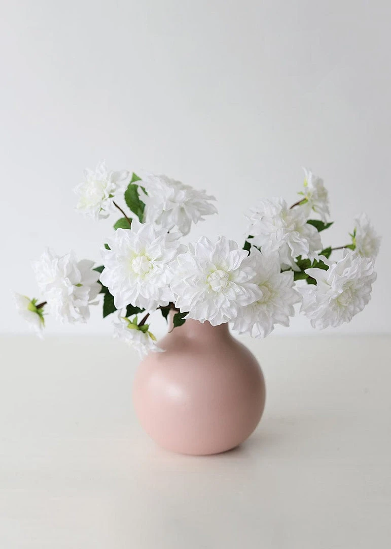 Afloral White Real Touch Dahlia Fake Flowers - 23.5" Artificial Flowers