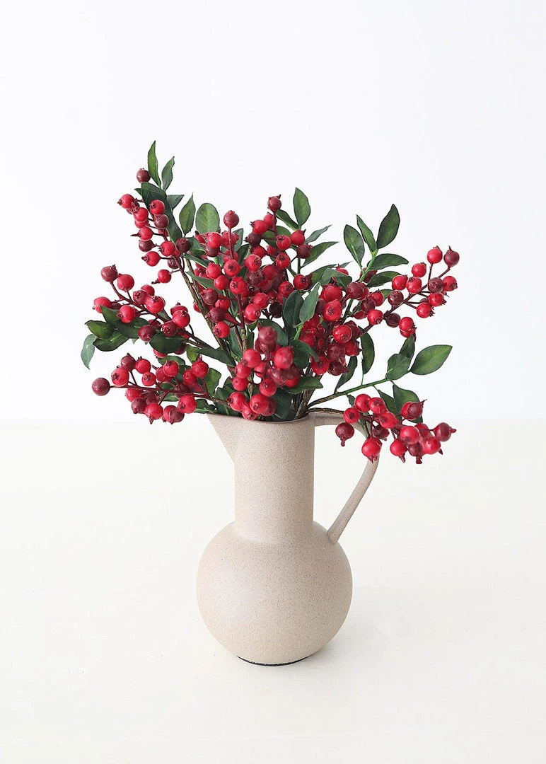 Afloral Artificial Plants Artificial Winter Red Berry Pick - 14"