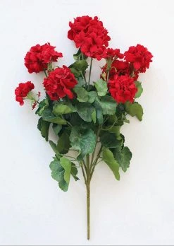 Afloral Artificial Flowers UV Protected Indoor/Outdoor Fake Geranium Bush - 24"