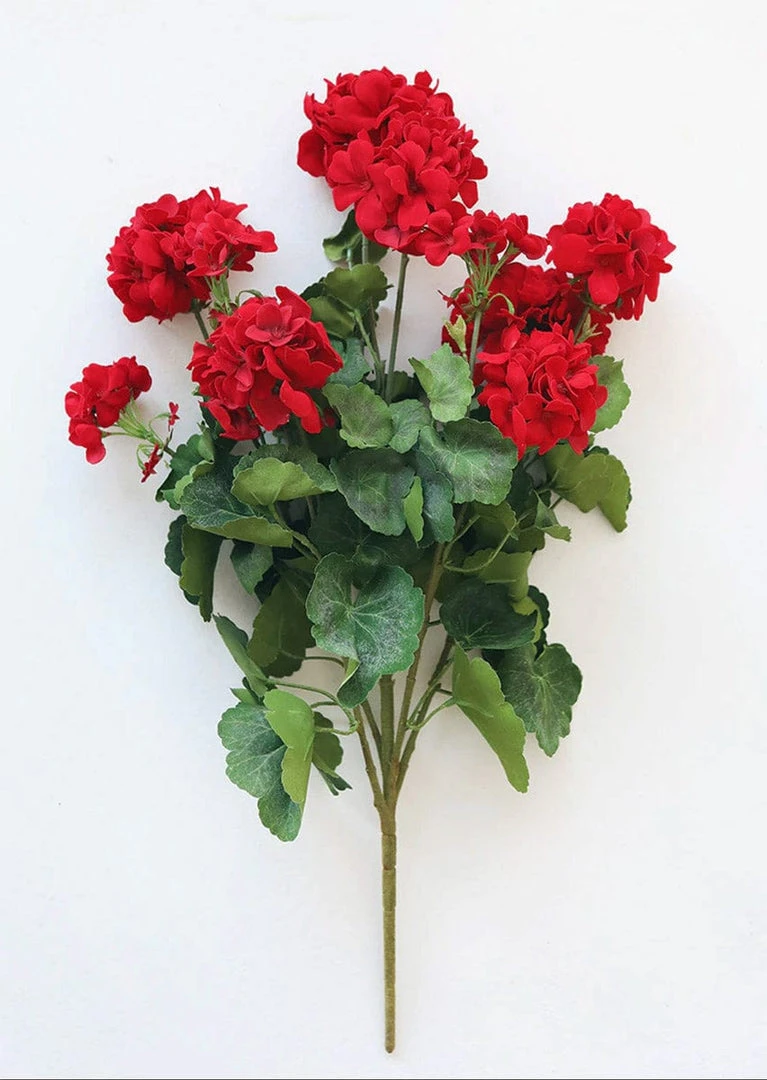 Afloral Artificial Flowers UV Protected Indoor/Outdoor Fake Geranium Bush - 24"