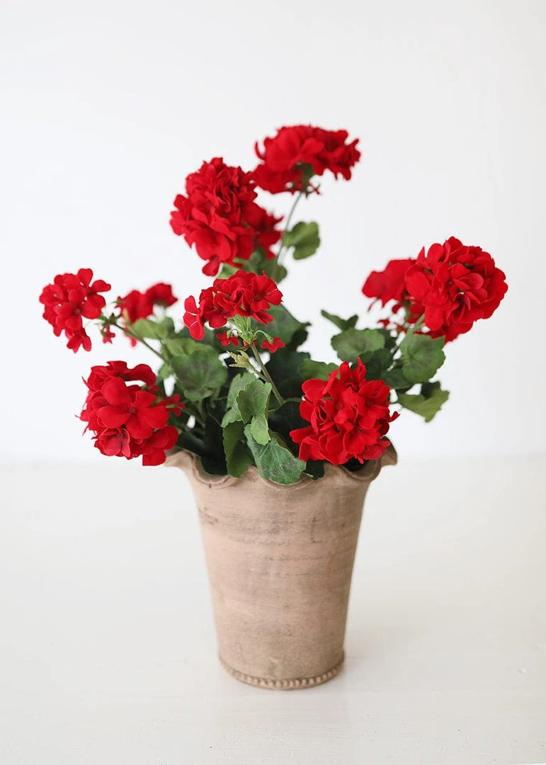 Afloral Artificial Flowers UV Protected Indoor/Outdoor Fake Geranium Bush - 24"