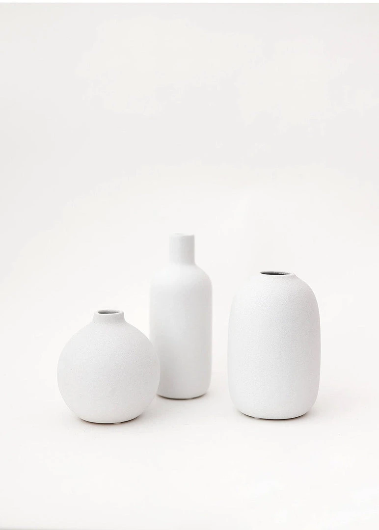 Afloral Set Of 3 Matte Ceramic Bud Vases - 4.25-7"