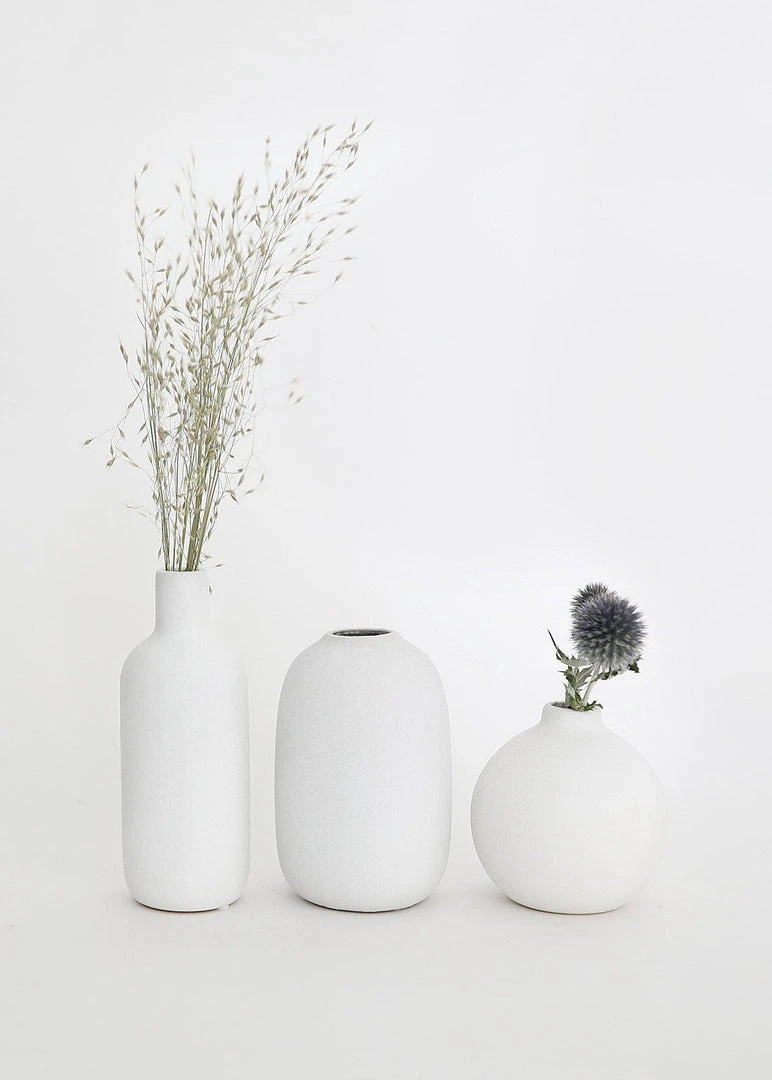 Afloral Set Of 3 Matte Ceramic Bud Vases - 4.25-7"