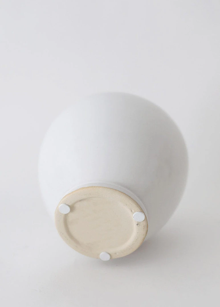 Afloral Vases Glossy White Round Ceramic Vase - 7.75"