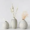 Afloral Set Of 3 Dotted Stoneware Bud Vases - 3.4-4.75"