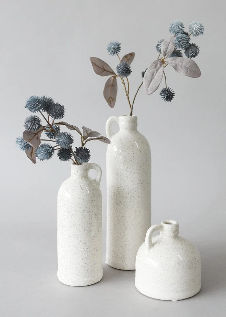 Afloral Artificial Globe Thistles In Blue Grey - 19.5"