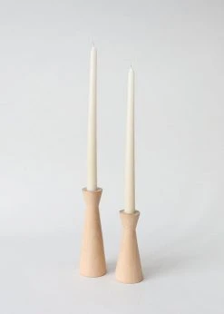 Afloral Set Of 2 - Modern Wooden Candle Holders - 5.5-7