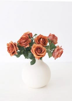 Afloral Fake Rose In Terracotta - 21.5