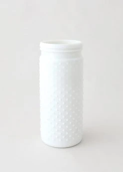 Afloral Tall Glass Hobnail Jar In White - 10"