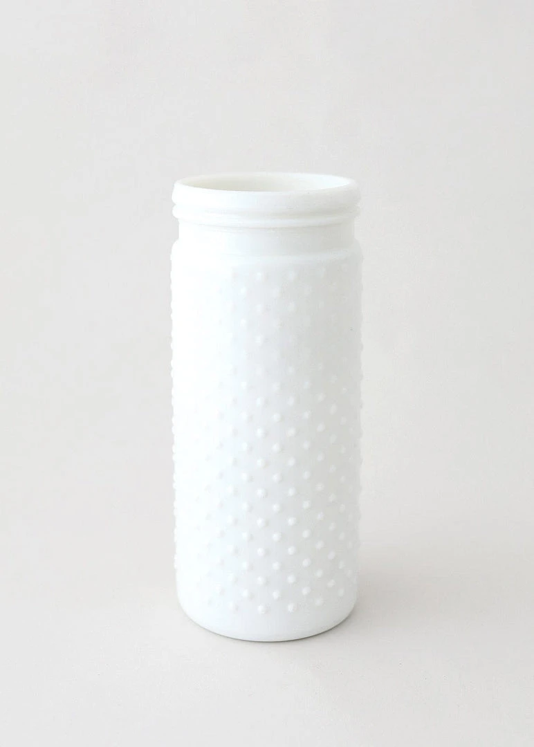 Afloral Tall Glass Hobnail Jar In White - 10"