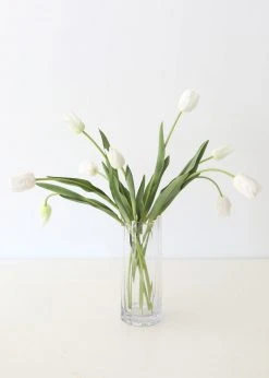Afloral Bundle Of 5 Real Touch White Tulips - 22" Artificial Flowers