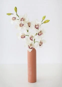 Afloral Cream Burgundy Faux Cymbidium Orchid - 31"