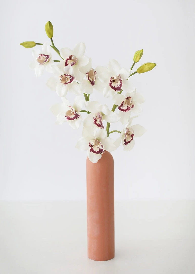 Afloral Cream Burgundy Faux Cymbidium Orchid - 31"