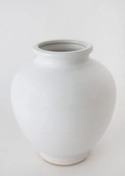 Afloral Vases Glossy White Round Ceramic Vase - 7.75