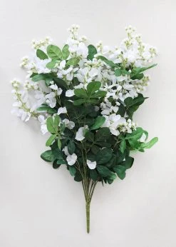 Afloral Artificial Wisteria Hanging Bush In White - 31"