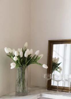 Afloral.com Artificial Flowers Real Touch Tulip Flower Bundle Of 12 - 14.5