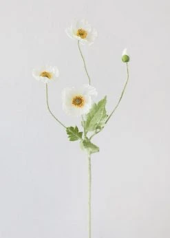 Afloral Faux Poppy Flowers In White - 23" Artificial Flowers