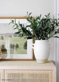 Afloral White Ceramic Urn Vase With Handles - 9.5"