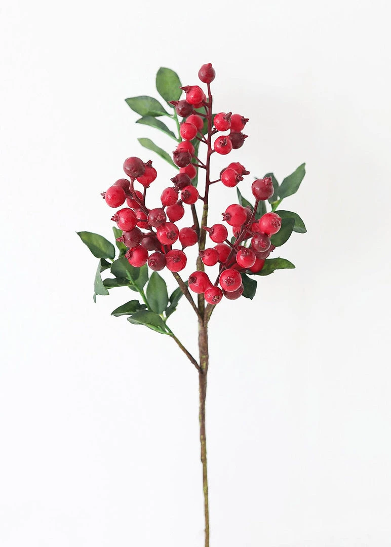 Afloral Artificial Plants Artificial Winter Red Berry Pick - 14"
