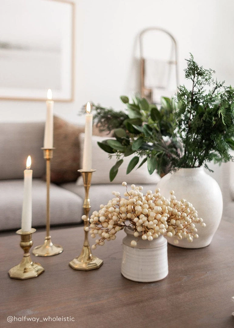 Afloral Artificial Plants Fake Berries Pick In Cream Beige - 9"