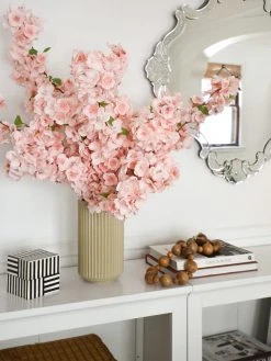 Afloral Ceramic Wide Ridged Beige Vase - 10